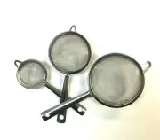 Set of 3 Stainless Steel Fine Mesh Oil Strainer Flour Colander Sifter Sieve