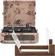 Crosley Voyager Bluetooth Portable Turntable - Floral + Bundled Crosley Record Storage Display Stand