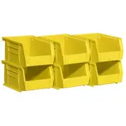6 Pack Yellow Stackable Storage Bins Durable Multi Purpose Organizer 10lbs Ca...