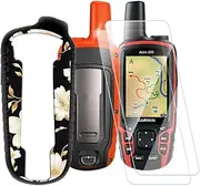 ESACMOT Golden Flowers Pattern Case Compatible with Garmin Astro 320 + [2 Pack] Screen Protector Tempered Glass, Shockproof Case Cover for Garmin Astro 430 (2.4 inch)