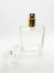 50ml Empty Glass Perfume Spray Bottle Atomiser Refillable Rectangular Gold