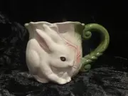 Bunnies Cabbage Lettuce Easter Spring Ceramic Pitcher