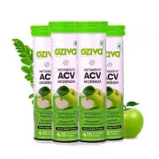 OZiva ACV Moringa Effervescent For Weight Loss Green Apple 15 Tab Each Pack Of 4