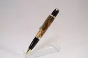 Handcrafted Spalted Oak Twist Pen with Gold and Black Chrome Finish