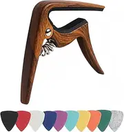 Capo for Soprano, Concert, Tenor, Baritone Ukulele With Felt Picks (Walnut)