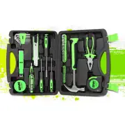 SOCKETS HEX KEYS HAMMER SCREWDRIVER HAND TOOL KIT 46PCS HOUSEHOLD TOOLBOX GREEN