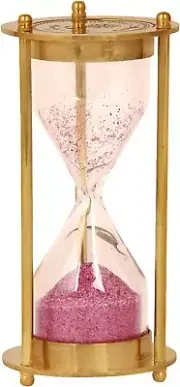 Antique Vintage Maritime Brass 4" Sand Timer Nautical Hourglass with Pink Sand