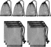 YUXIANLB 10Pcs Small Mesh Bags, 8x6 inch Drawstring Black Bag, Mini Nylon Net Bags with Drawstrings, Sports Equipment Small Gym Bag for Football, Golf Stuff Balls, Black, Medium, Mesh
