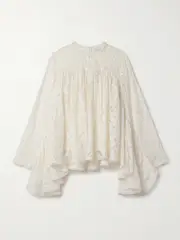 [Zimmermann] Zimmermann - Illuminate Gathered Cotton-blend Lace Blouse - Cream - 0 0 Cream