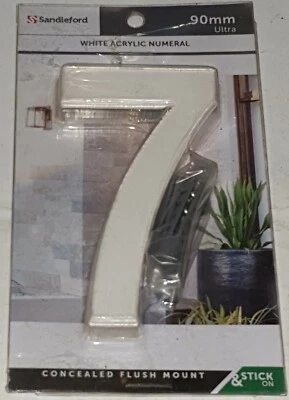 Sandleford ULTRA WHITE ACRYLIC NUMERAL - 90mm - 7 - FREE POST