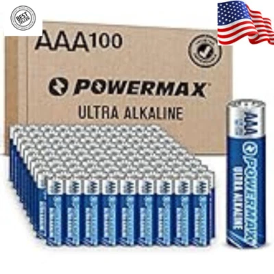 Powermax 100-Count AA Batteries, Ultra Long Lasting Alkaline Battery, 10-Year Sh