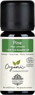 Aroma Tierra Pine Essential Oil - 100% Pure & Organic - For Skin, Hair, Candles, Diffuser, Bath, Sauna - 10ml