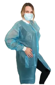 Level 2 Lab Coat PP+PE 40 GSM with Knit Cuffs and Collar - SizeXXL - Pack of 10