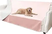 Tuffeel Waterproof Dog Blankets, Washable Pee Proof Pet Blanket for Couch, Soft Reversible Puppy Throw Furniture Protector Cover for Bed Sofa-68"x82",Pink+Cream