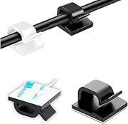 100 PCS Adhesive Cable Clips (Small, White&Black), Upgraded Wall Wire Holder Cord Organizer for Cable Management Under Desk, Light Clips Hooks for LED, Car Dash Cam, USB Cable
