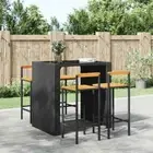 vidaXL Bar Stools 4 pcs Black Poly Rattan and Solid Wood Acacia HEE