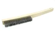Benchmark Abrasives 13-3/4 Curved Handle Wire Scratch Brush Wooden Handle Cleani