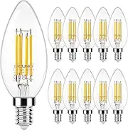DiCUNO E14 Candle LED Bulb, 4W, 550LM, 40W Equivalent E14 Filament Light Bulb, Natural White 4000K, SES C35 Clear Small Edison Screw Lamp for Chandeliers, Pack of 10