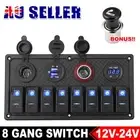 8 Gang 12V Switch Control Panel Dual USB Charger ON-OFF Toggle Truck Marine Boat