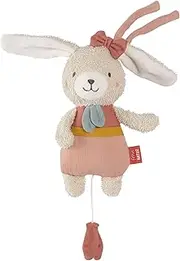 Fehn FehnNATUR Mini Music Box Rabbit - Cuddly Toy & Sleep Aid with Cotton (kbA) - Soothing Melody "Mozart's Lullaby" - Baby Toy for On the Go & Home - for Babies and Toddlers