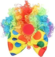 HEALEEP 1 Set Clown Costume Kit with Wig Funny Bow Tie and Accessories for Dress Up Parties and Halloween Fun