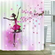 Dancing Under Peach Tree 3D Shower Curtain Waterproof Fabric Bathroom Decoration