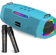 PEMACOM Portable Karaoke Machine With 2 Mics-Bluetooth-60w Powerful Sound-Blue