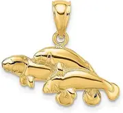 [JewelryWeb] 23.35mm Gold Polished Triple Manatee Charm