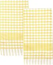 Talking Tables 2 x Yellow Gingham Kitchen Tea Towels Table Linen Fabric Dish Cloths Large Checkered Cloth Napkins Absorbent Durable Soft Cotton Quick Drying, ECO Packaging 45cm x 70cm