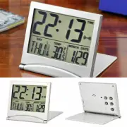 Silver Digital LCD Display Desk Alarm Clock Calendar U7M0 Date Time F5X3 J3Z4