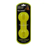Scream Xtreme Treat Dumbbell Treat Dispensing Dog Toy Loud Green XL 20cm