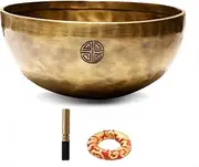Fay Bless Handmade Tibetan Singing Bowl Set - Full Moon Nepalese Meditation Sound Bowl for Yoga, Chakra Healing, Sound Therapy, Stress Relief, Mindfulness and Home Decor (12CM)