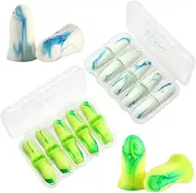 Ear Plugs for Sleeping,GENHY Ultra Soft Foam Earplugs,Ear Canal Curve Design Effective Noise Reduction, Suitable for Sleeping/Snoring/Study/Decoration (Blue and White, Medium)