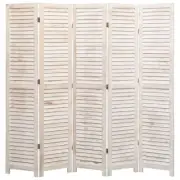 5-Panel Room Divider 175x165 cm Wood Privacy Screen Folding Partition Home 84209