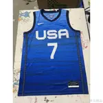 【現貨熱銷】【2種款式】熱壓版 NBA球衣 美國國家籃球隊 USA BASKETBALL 7# 杜蘭特 藍色 白色 籃球