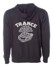 Trance Syndicate Silver Ink Large Back Logo Print Pull-Over Hooded Sweatshirt