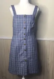 Princess Highway Front Buttoned Blue Tabitha Check Pinny Dress Size 8