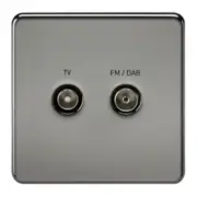 Knightsbridge SF0160BN - Screwless Screened Diplex Outlet (TV & FM/DAB) B/Nickel