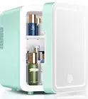 Skincare Fridge with Dimmable LED Light Mirror, 4L Mini Fridge for Desktop, Trav