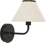 Beacon Lighting Alana 1 Light Wall Bracket in Bronze with Natural Linen Shade