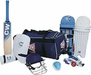 CW Academy Club Cricket Set Kit Include Kashmir Willow Cricket Bat, Batting Pad, Batting Glove, Helmet, Thigh Guard, Arm Guard, Abdo Guard, Kit Bag and Leather Ball- Full Size