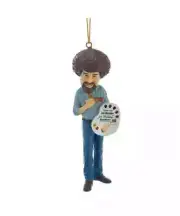 Realistic Bob Ross Figural Christmas Tree Hanging With Gold String Ornament