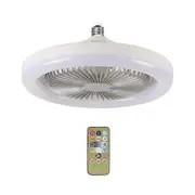 30W Ceiling Fan with Built-in Lights E27 Remote Control for Ceiling Lighting in Bedroom and Living Room Areas White Silver