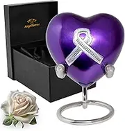 Heart Urn with Stand & Box Keepsake Urn for Human Ashes, Honor Your Loved One with Mini Urns Mini Cremation Urn for Men & Women Small Urns Funeral Gift Set (Purple)