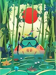 Jungle Animals Hippo Canvas Wall Art Print