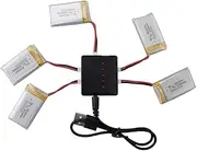 Fytoo Lipo Battery Charger + 5Pcs 3.7V 600mAh Battery 5 in 1 for Syma X5C X5C-1 X5 X5SC X5SW H5C V931 S5C S5W SS40 FQ36 T32 T5W H42 CW4 Aircraft Helicopter
