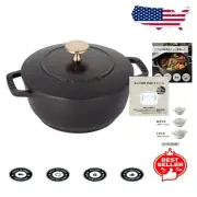 Elegant 6.3" Wa-NABE Cast Iron Pot with Lid - Dishwasher Safe | Japanese Style