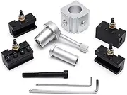 Mini Quick Change Tool Post Holder Set with 9pcs 3/8" Boring Bar and 5pcs Indexable Blade Metal Lathes Tools