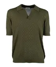 checkerboard-knit T-shirt 46,52 OLIVE GREEN