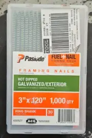 Paslode 3" x 0.12" 30 Deg HotDipped Galv Ring Shank Framing Nails 1000cnt